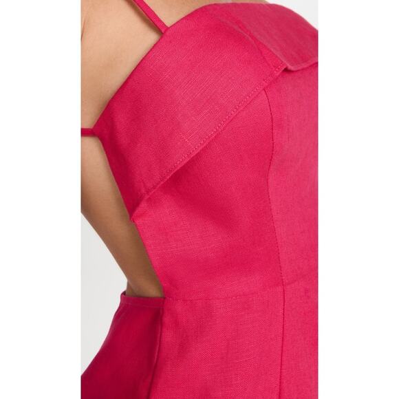 Reformation Lambert Linen Mini Dress Pink Women’s Sustainable Fashion Open Back - Picture 6 of 12